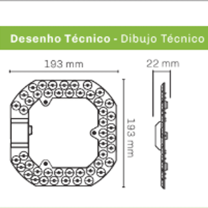Módulo LED Magnético CCT3 25W 3800Lm 193x193mm Maxled 3