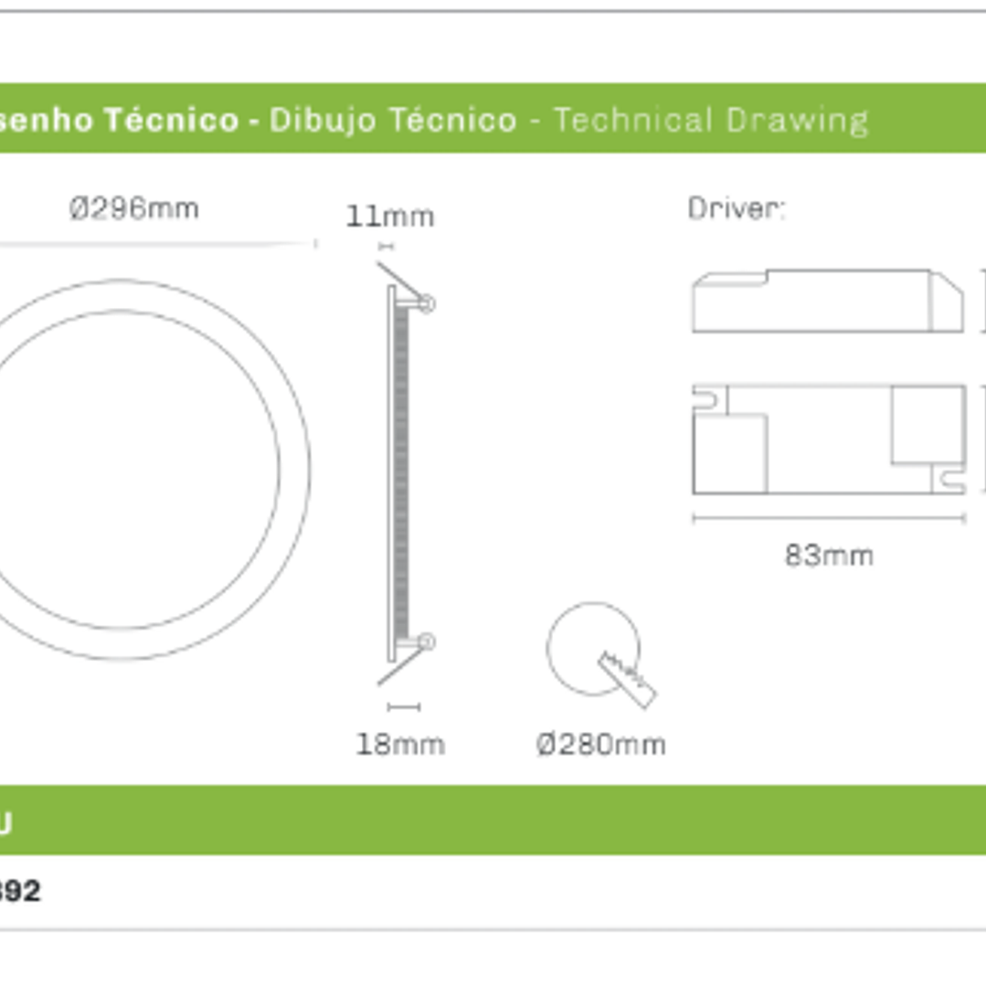 Painel LED 24W 1920Lm Redondo Branco IP44 CCT3 Maxled 3