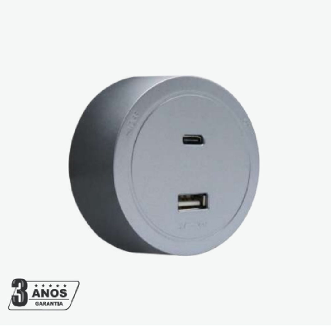 Tomada Magnética USB A+C Cinza - R-Electric 1