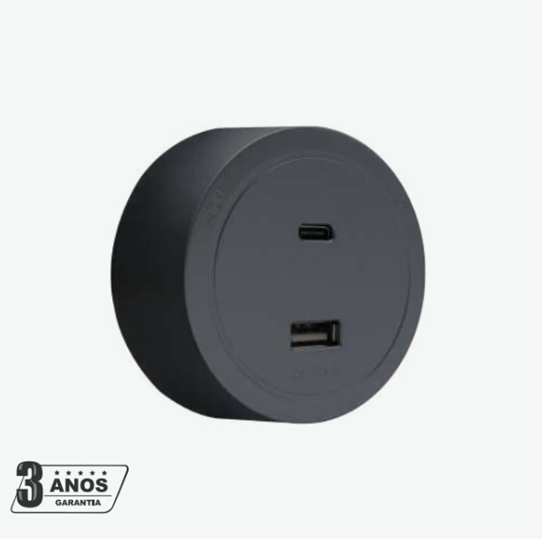 Tomada Magnética USB A+C Preto - R-Electric 1