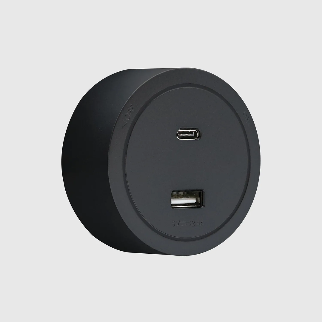 Tomada Magnética USB A+C com LED Preto - R-Electric 3