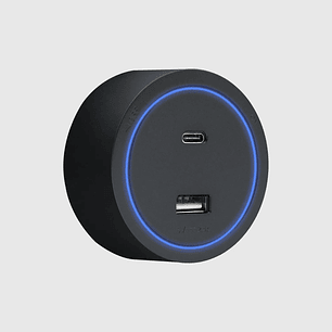 Tomada Magnética USB A+C com LED Preto - R-Electric