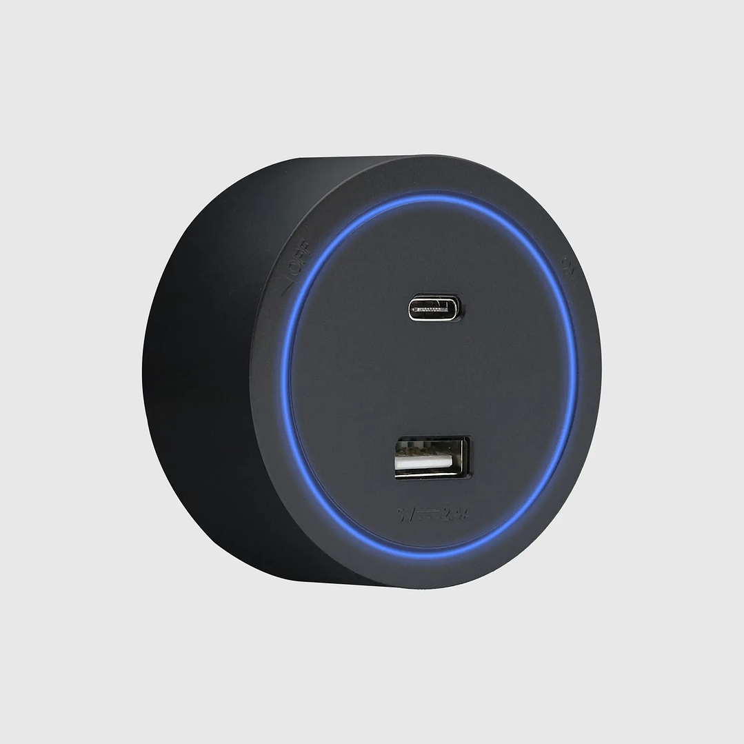 Tomada Magnética USB A+C com LED Preto - R-Electric 2