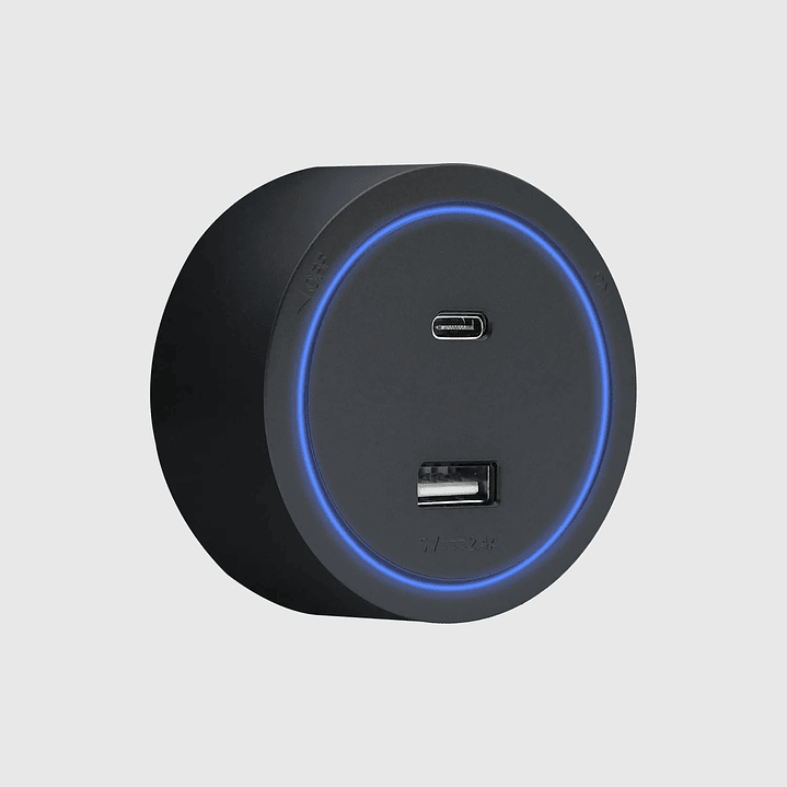 Tomada Magnética USB A+C com LED Preto - R-Electric 2