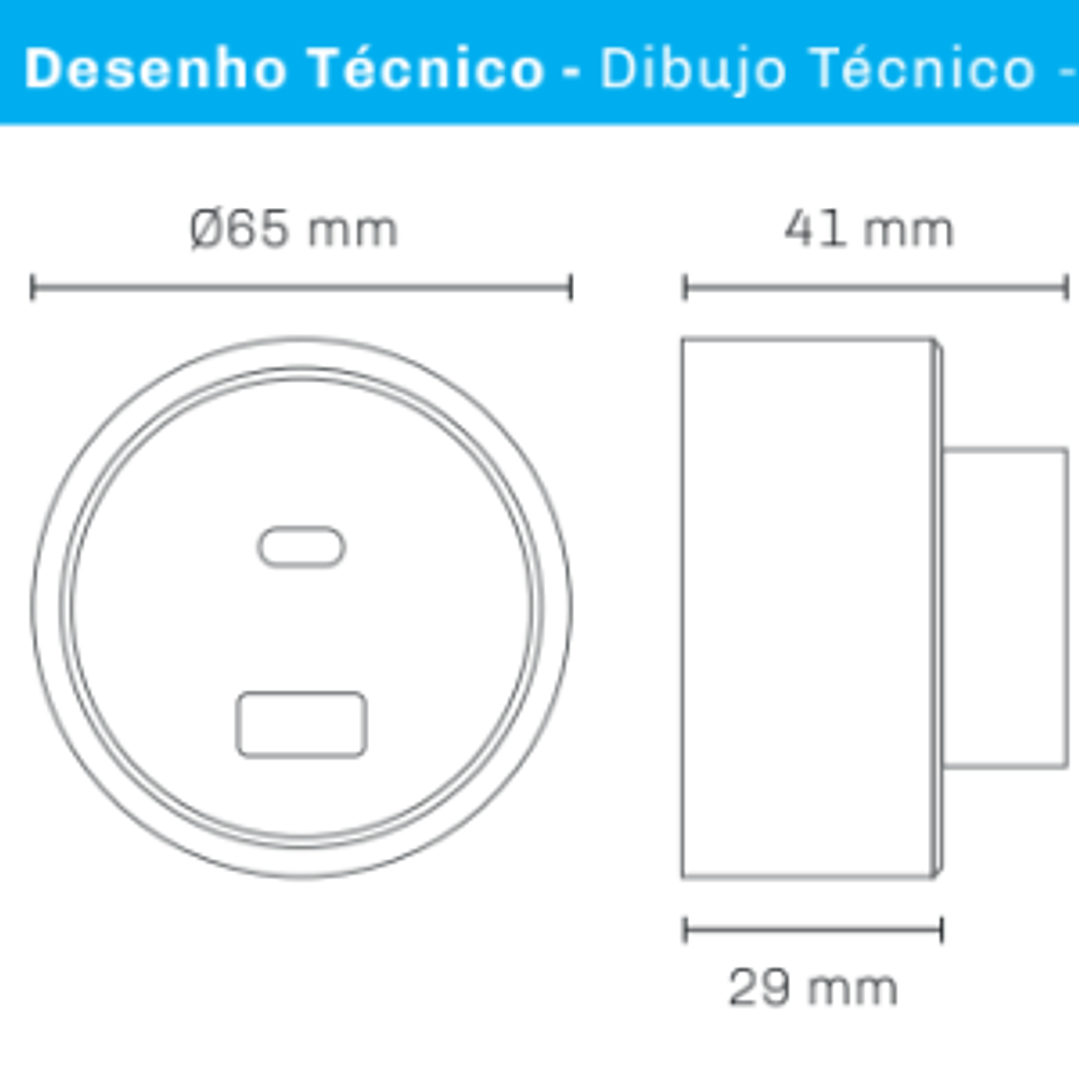 Tomada Magnética USB A+C com LED Cinza - R-Electric 4
