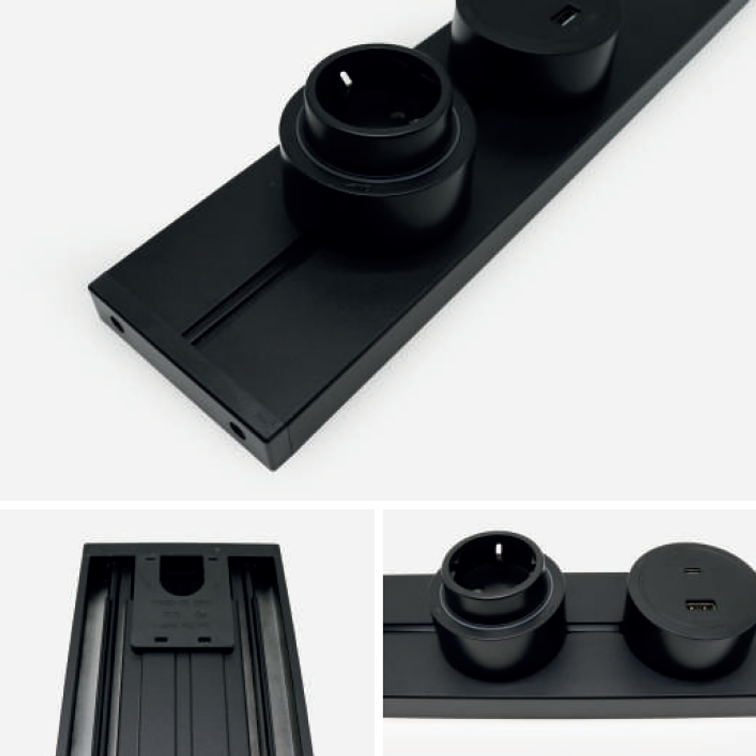 Calha Tomadas Magnéticas Com Interruptor 400/800/1200mm Preto - R-Electric 4