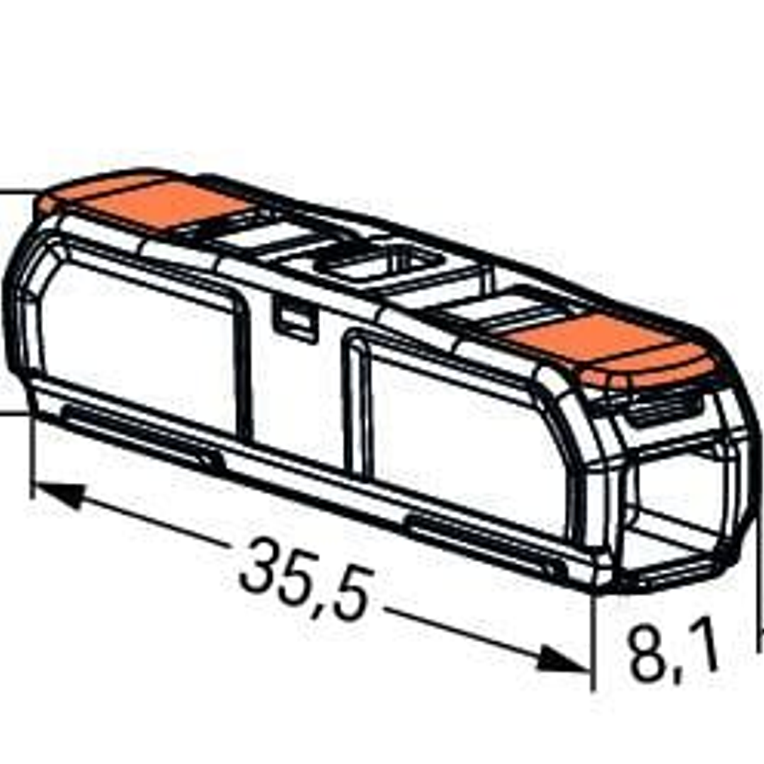 LIGADOR DE PATILHA 2 LIGAÇÕES EM LINHA WAGO 221-2411 2