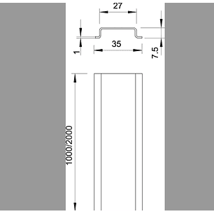 Calha DIN, não perfurada GTP 2M OBO