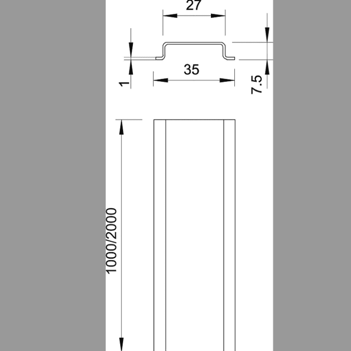 Calha DIN, não perfurada GTP 2M OBO 2
