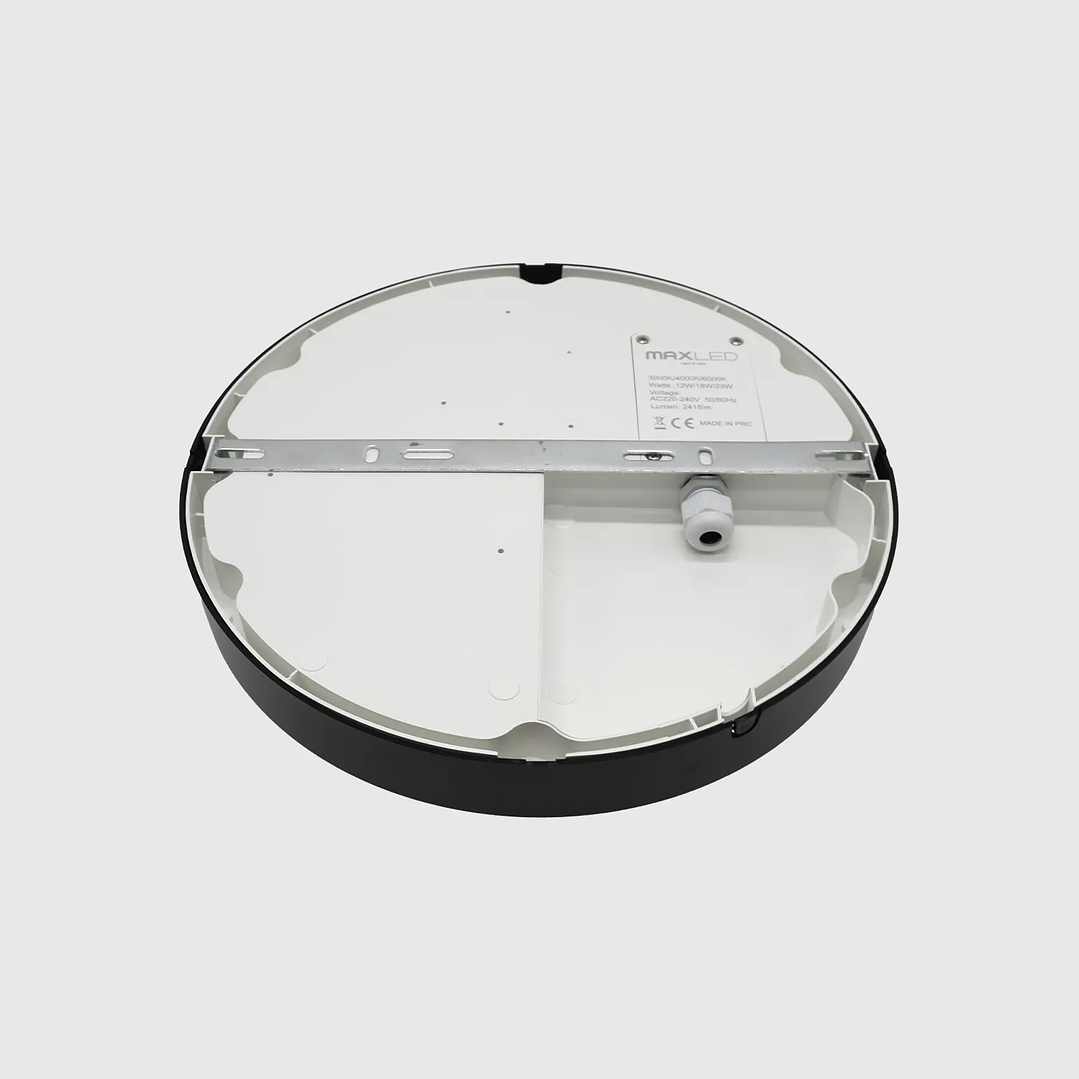 Aplique Plafon LED 23W/18W/12W 3CCT Redondo Ø28 cm 2415Lm Preto IP65 Maxled 4