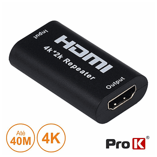 Ficha Amplificadora HDMI Dourada 4K Até 40m PROK