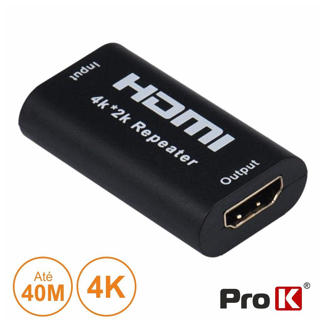 Ficha Amplificadora HDMI Dourada 4K Até 40m PROK 1
