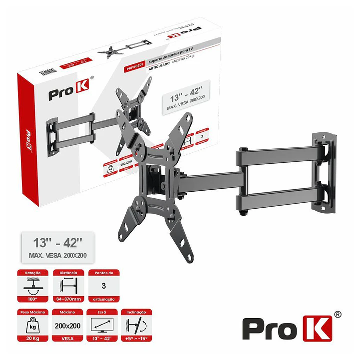 Suporte TV Articulado 3 pontos 13-42