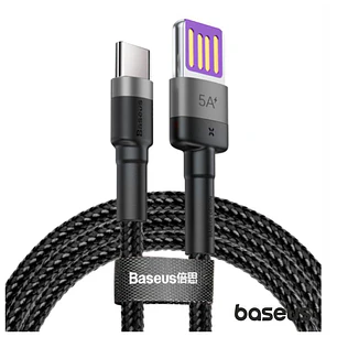 Cabo USB HW Qc 3.0 P/ USB-C 5a 1M 40W Preto Cafule BASEUS