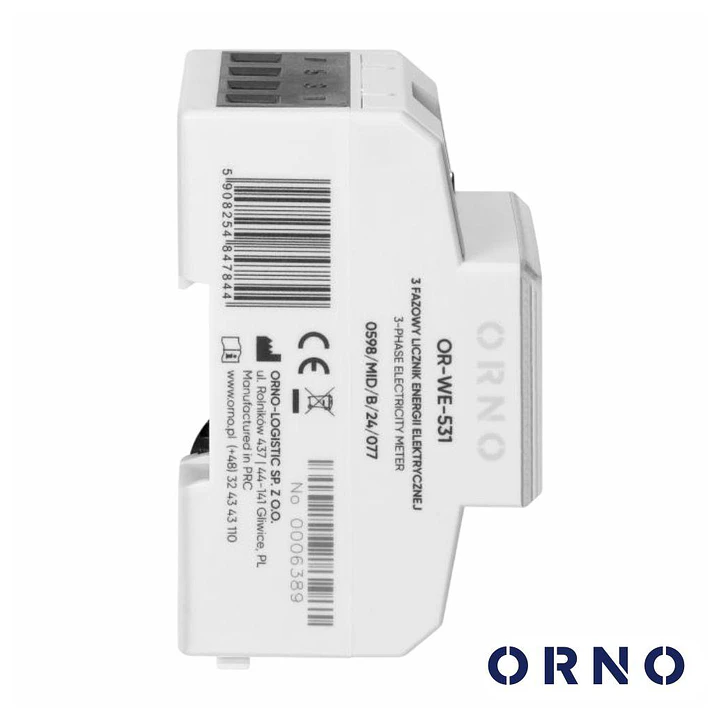 Contador de Energia Trifásico 230V/80A 4.3 Módulos Din ORNO 3