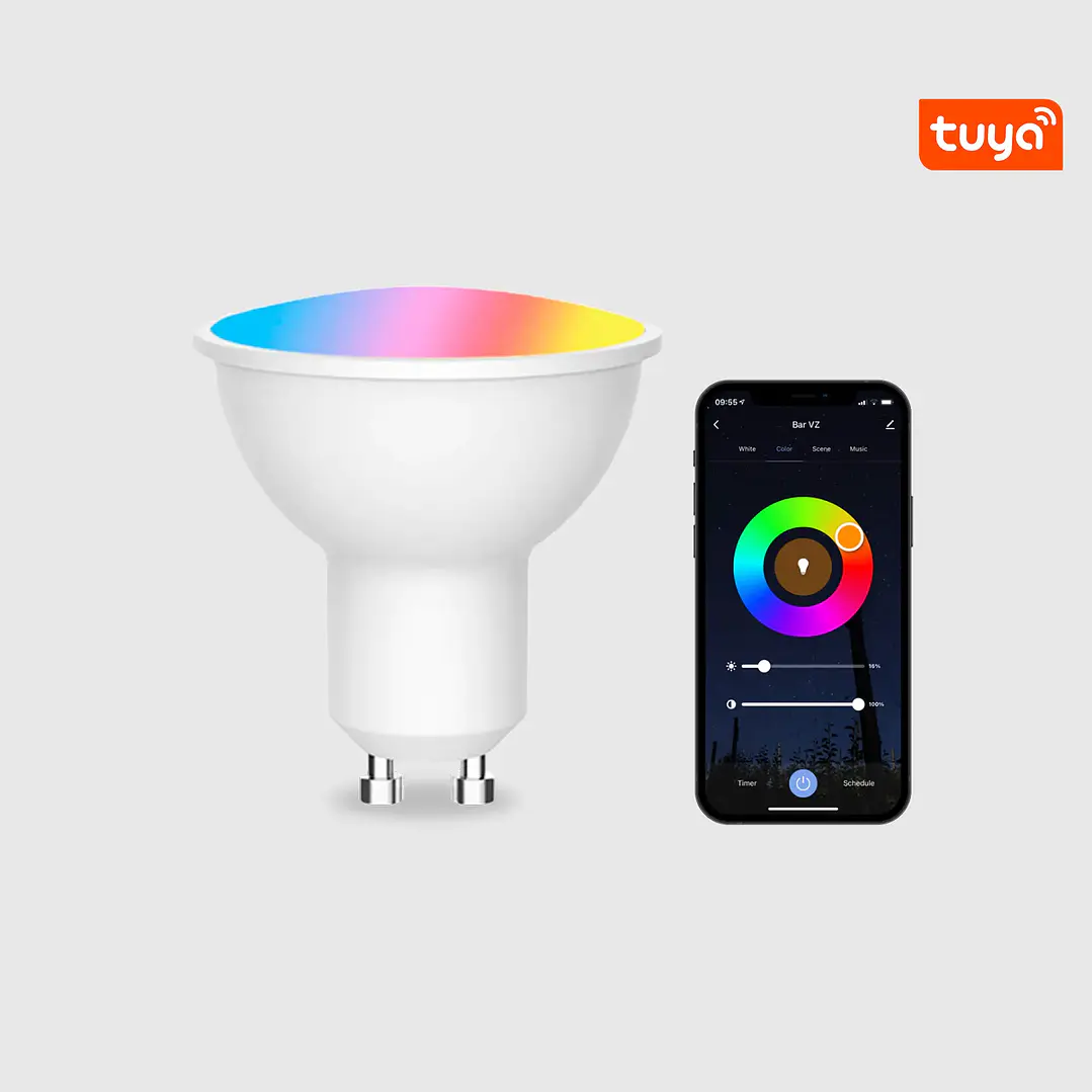 Lâmpada Smart LED WIFI / Bluetooth  RGB+CCT3 420Lm GU10 5W Maxled 2
