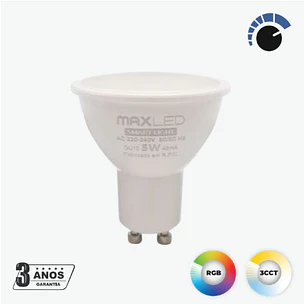 Lâmpada Smart LED WIFI / Bluetooth  RGB+CCT3 420Lm GU10 5W Maxled