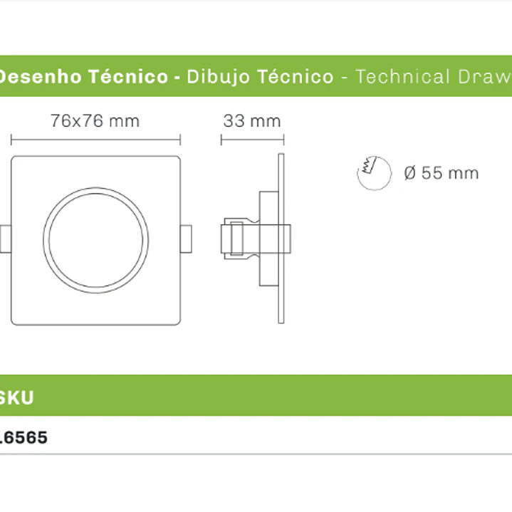 Aro Gu10 Fixo quadrado branco - Maxled 3