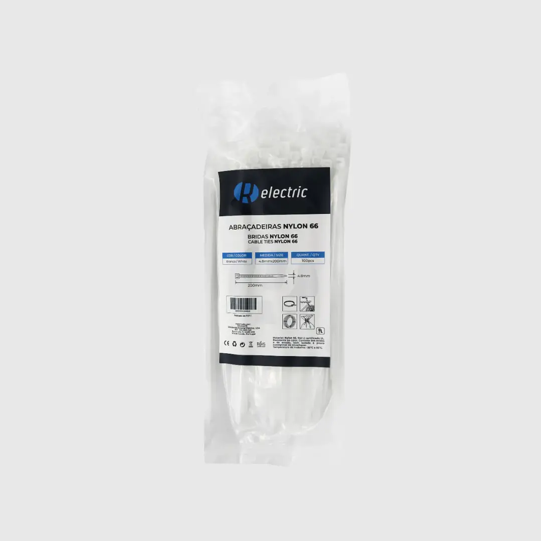 Abraçadeiras NYLON66 4.8*200 branco/preto - R-Electric 2