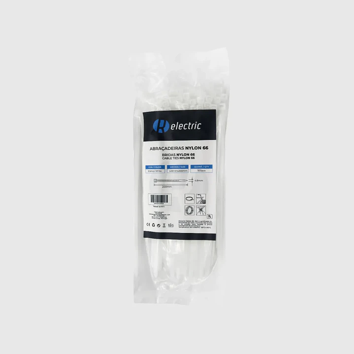 Abraçadeiras NYLON66 4.8*200 branco/preto - R-Electric 2