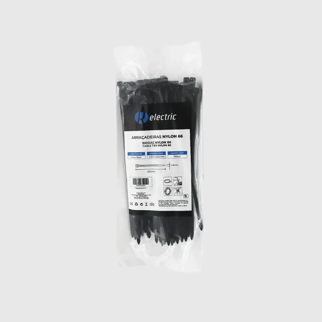 Abraçadeiras NYLON66 4.8*200 branco/preto - R-Electric 3