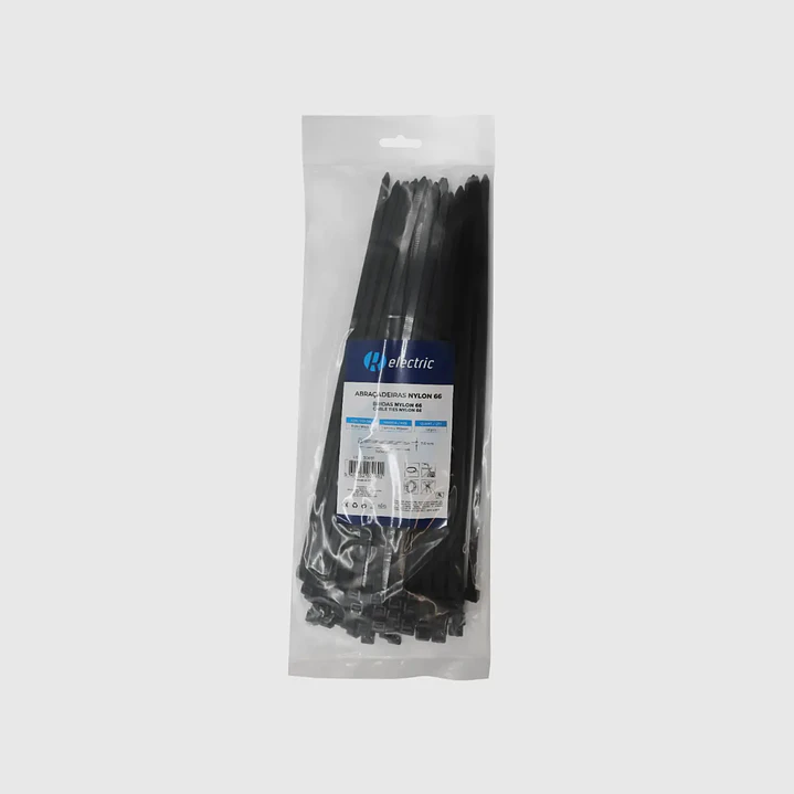 Abraçadeiras NYLON66 7.6*350 branco/preto - R-Electric 3
