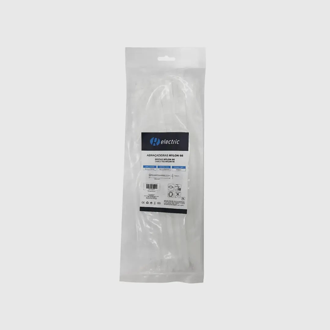 Abraçadeiras NYLON66 7.6*350 branco/preto - R-Electric 2