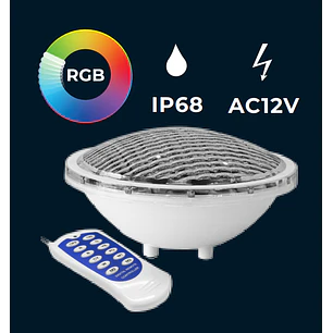 Lâmpada Led Piscina PAR56 com Comando RGB 24W IP68 Maxled