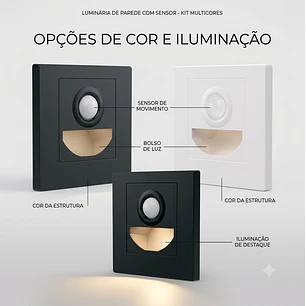 Balizador LED Preto 2W 200Lm CCT C/Sensor DEtecção 120º 4M IP20 LED7