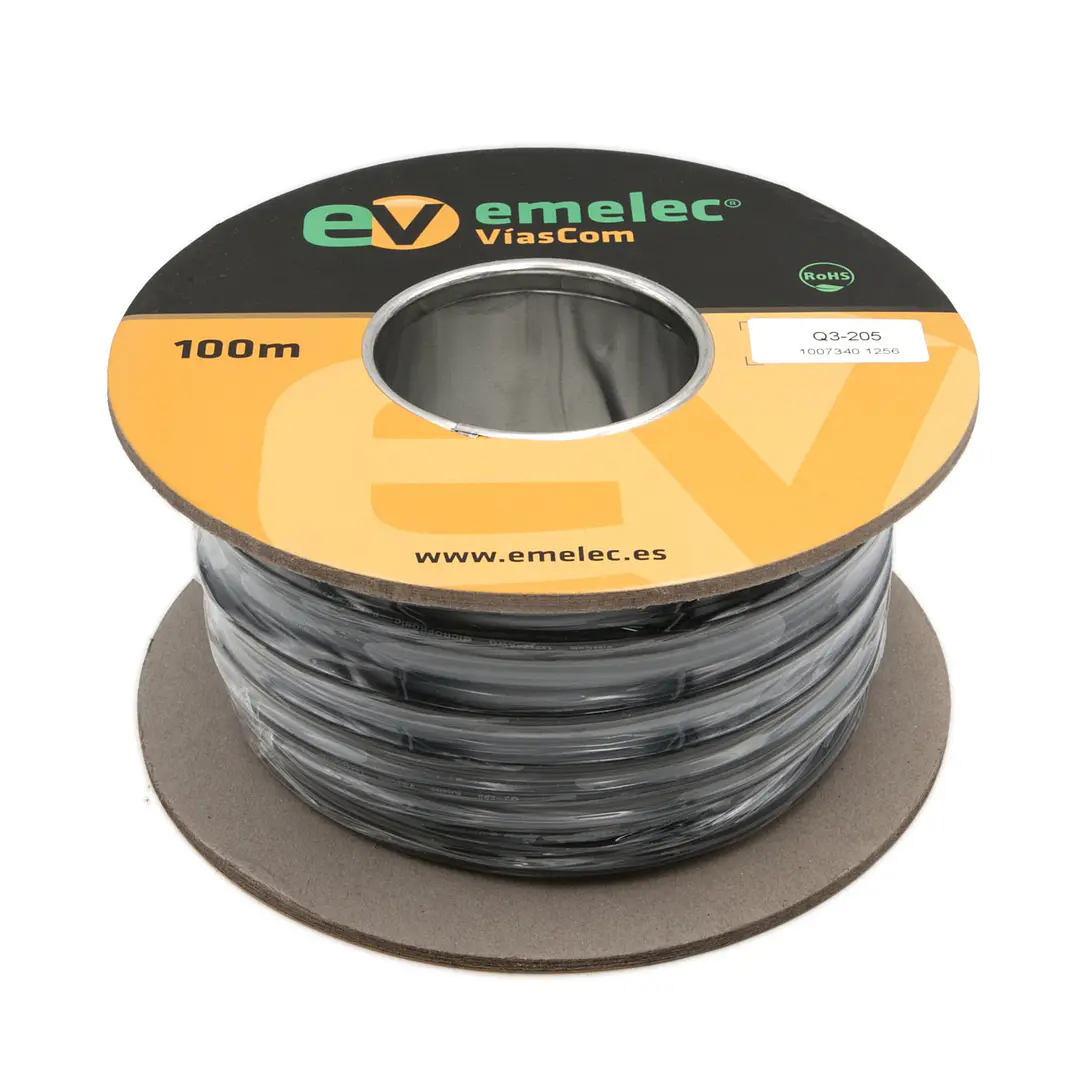 Cabo Microfone Ø3,60mm 2 Cond.+ Malha Preto 100m 2
