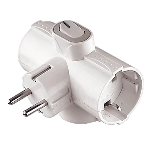 Ficha Tripla 16A 4.8mm 2P+T com Interruptor (Saídas em T) Flórida
