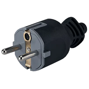 Ficha Macho Borracha 16A 4.8mm 2P+T Preta/Cinza Flórida