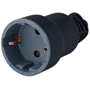 Ficha Fêmea Borracha 16A 4.8mm 2P+T Preta/Cinza Flórida