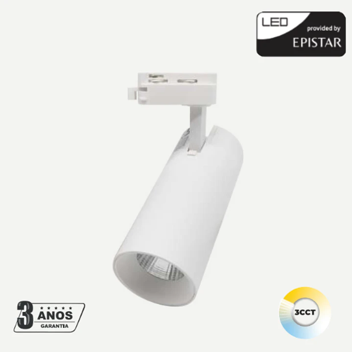 Zunit - Projetor de calha Led - 1 circuito 28W Ø74 x 175 mm CCT3 2400lm - Maxled 2