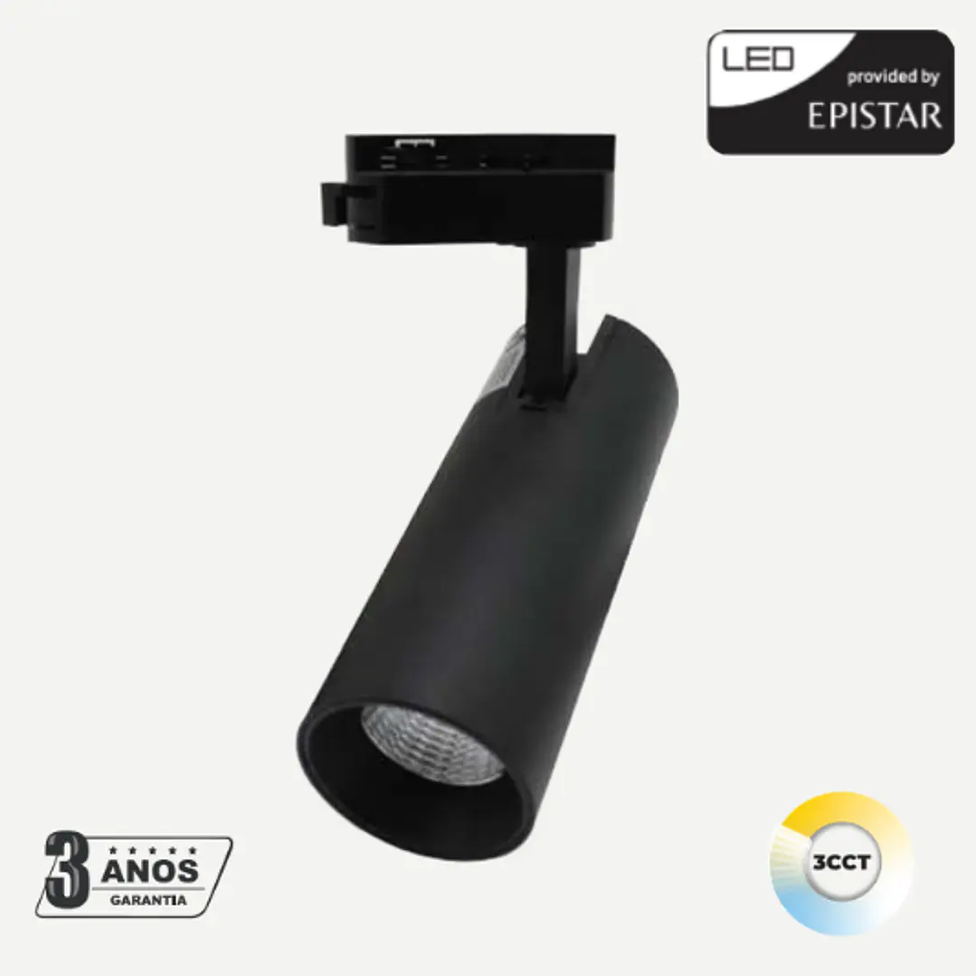 Zunit - Projetor de calha Led - 1 circuito 28W Ø74 x 175 mm CCT3 2400lm - Maxled 3