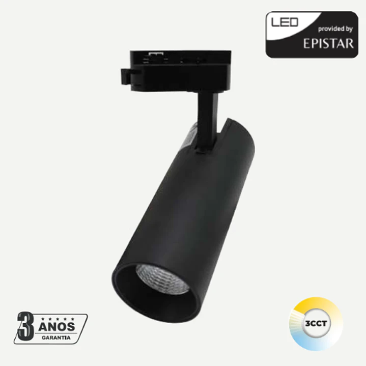 Zunit - Projetor de calha Led - 1 circuito 28W Ø74 x 175 mm CCT3 2400lm - Maxled 3