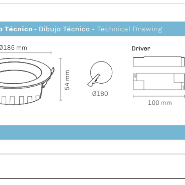 Kiro Downlight 3CCT 36W - 3600Lm - 120º - Ø 185mm - CCT - Lumiarq 4