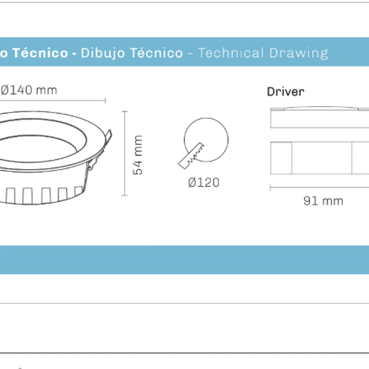 Kiro Downlight 3CCT 24W - 2400Lm - 120º - Ø 140mm - CCT - Lumiarq 4