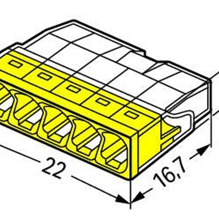Wago 2273-205 - Ligador Rápido 5 ligações (0.5...2.5mm²) Unifilares 2