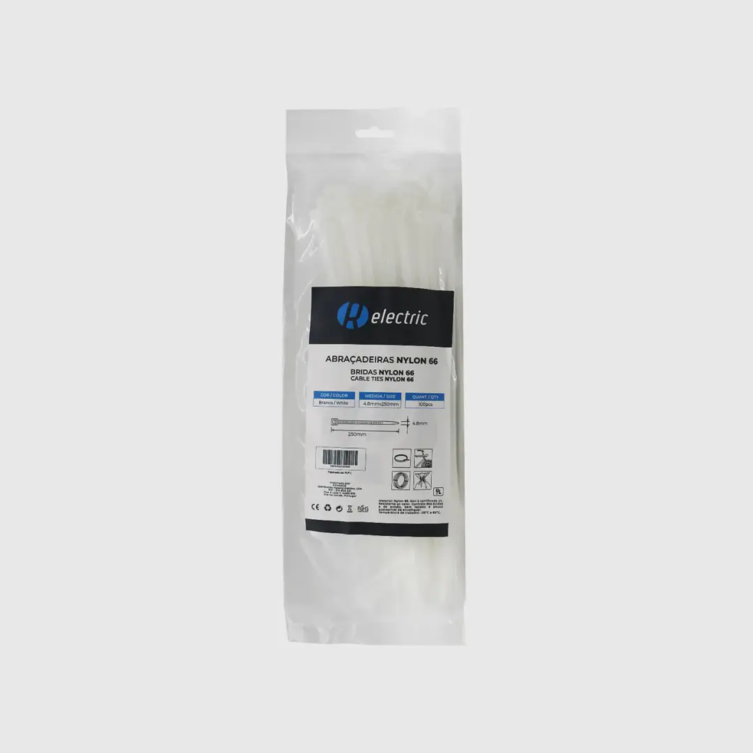 Abraçadeiras NYLON66 4.8*250 branco/preto - R-Electric 2