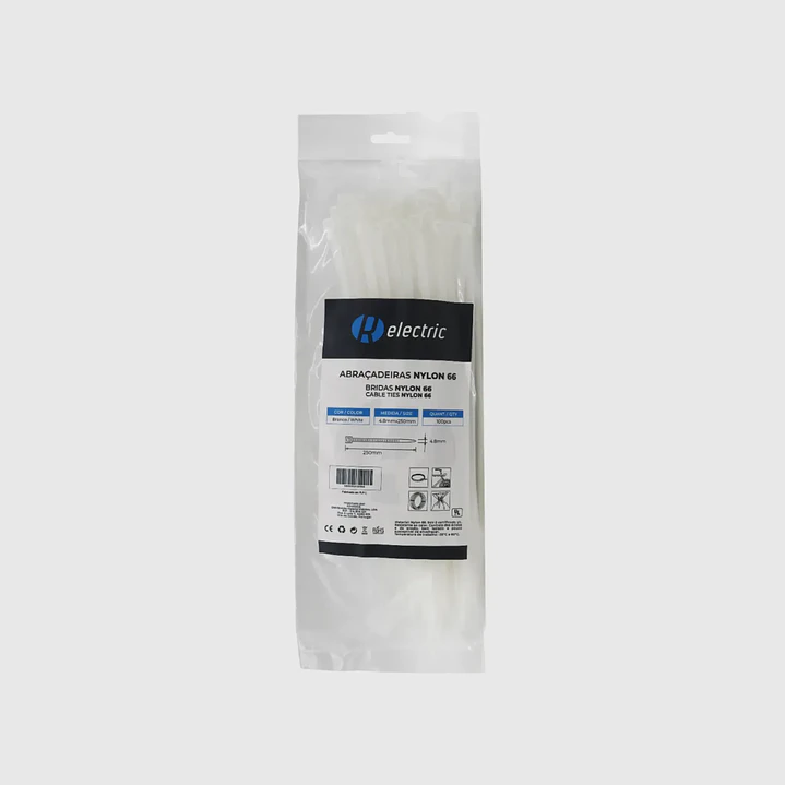 Abraçadeiras NYLON66 4.8*250 branco/preto - R-Electric 2