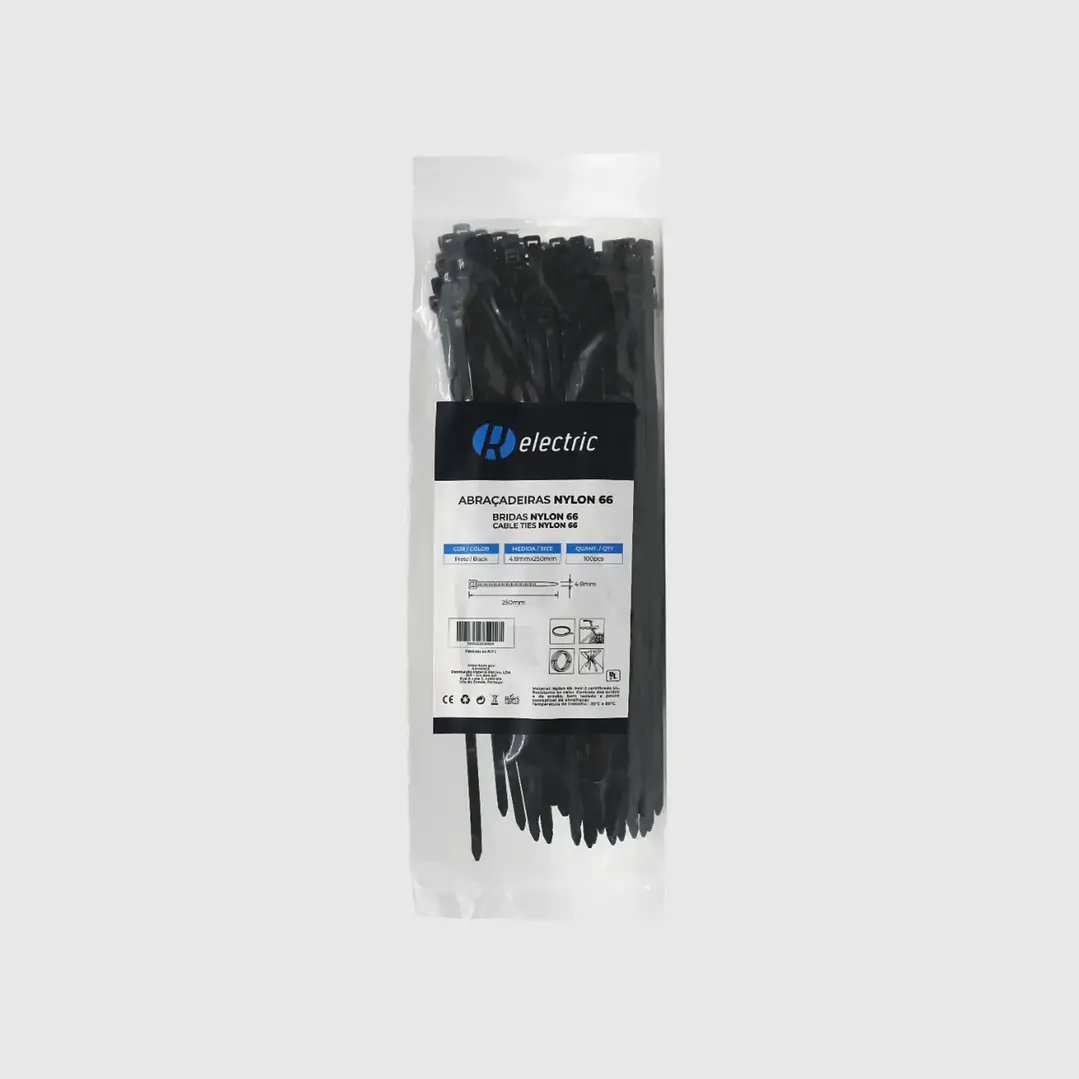 Abraçadeiras NYLON66 4.8*250 branco/preto - R-Electric 3