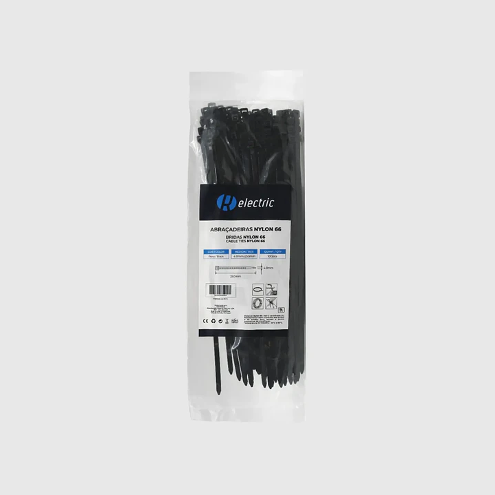 Abraçadeiras NYLON66 4.8*250 branco/preto - R-Electric 3