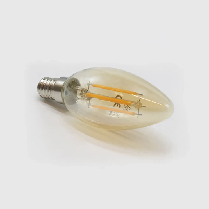 Lâmpada Filamento Led C37 E14 Âmbar 2500K 430Lm 4W - Maxled 2