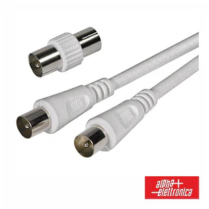 Cabo Coaxial Macho/Fêmea + Adaptador Branco 2m