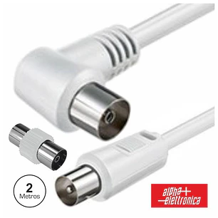Cabo Coaxial Macho/Fêmea Branco 2m 90º Polybag