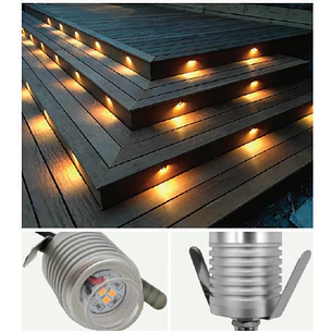 Projetor de Deck LED Maxled Redondo Alumino IP67 3W 24V Projetor de Chão/Parede