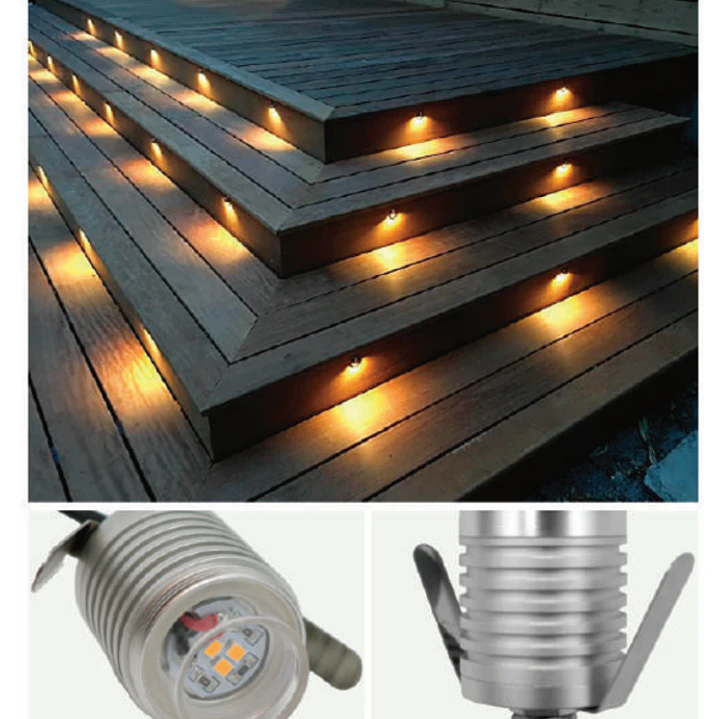 Projetor de Deck LED Maxled Redondo Alumino IP67 3W 24V Projetor de Chão/Parede 2
