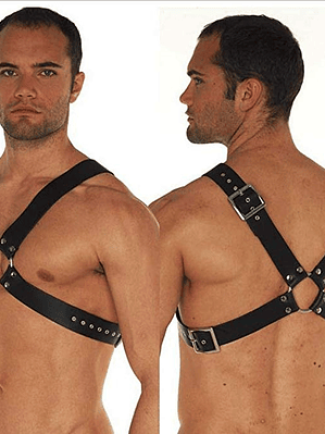 ARNES DE PECHO EN X CUERO FETICHE NEGRO