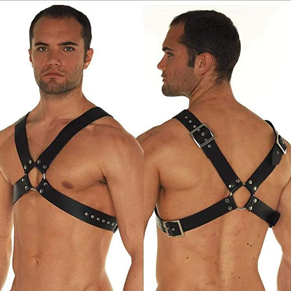 ARNES DE PECHO EN X CUERO FETICHE NEGRO 1